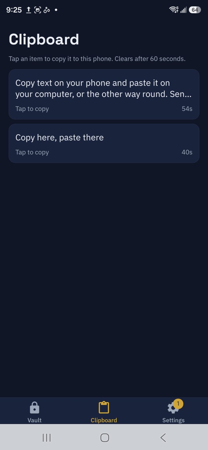 The Clipboard tab in the Fobb phone app