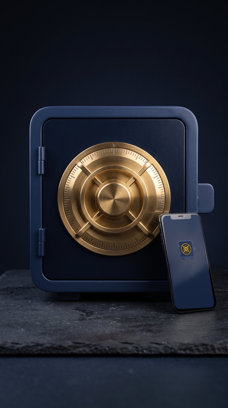 The Fobb vault with a phone showing the Fobb logo